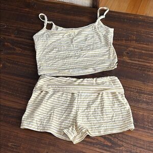 SHEIN Cream Striped Pajama Set